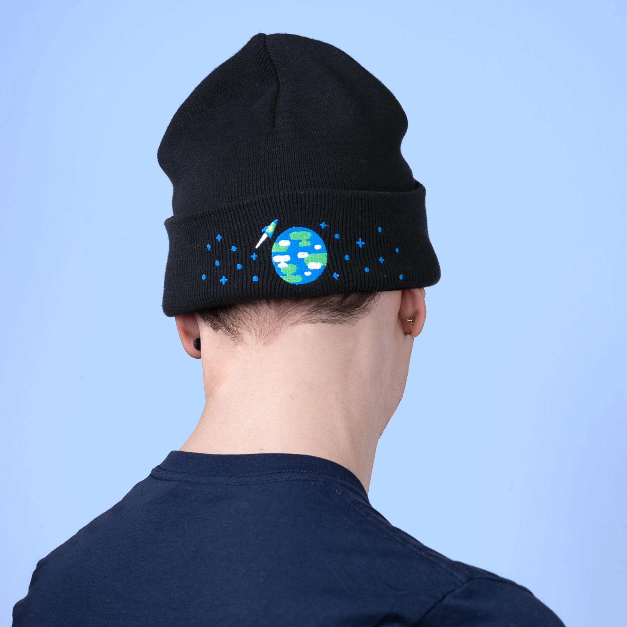 Embroidered Earth Beanie - Image 3